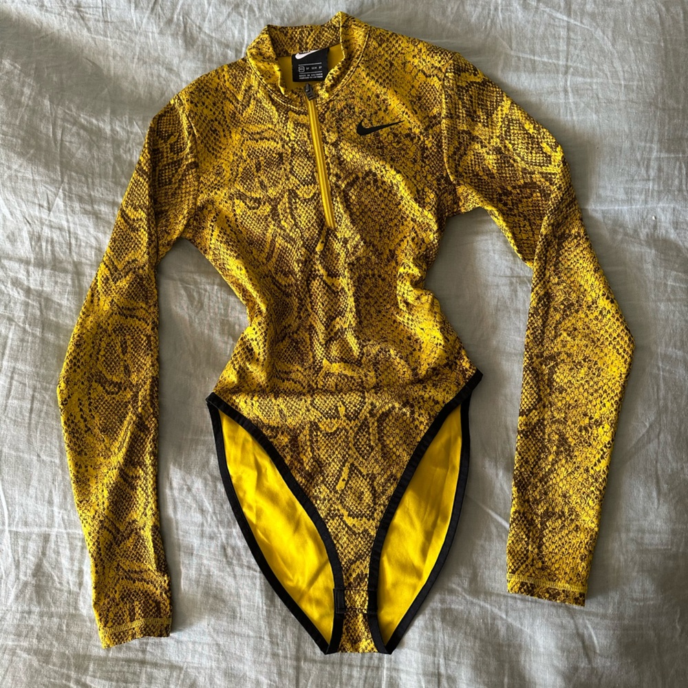 Nike yellow snake print bodysuit